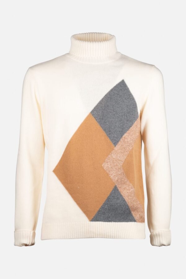 MAGLIA COLLO ALTO A DISEGNO INTARSIO