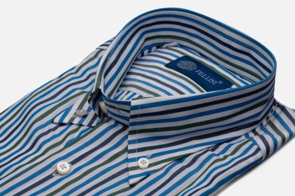 CAMICIA MOD BOTTON DOWN PORTOFINO IN COTONE A RIGHE BICOLORI - immagine 2